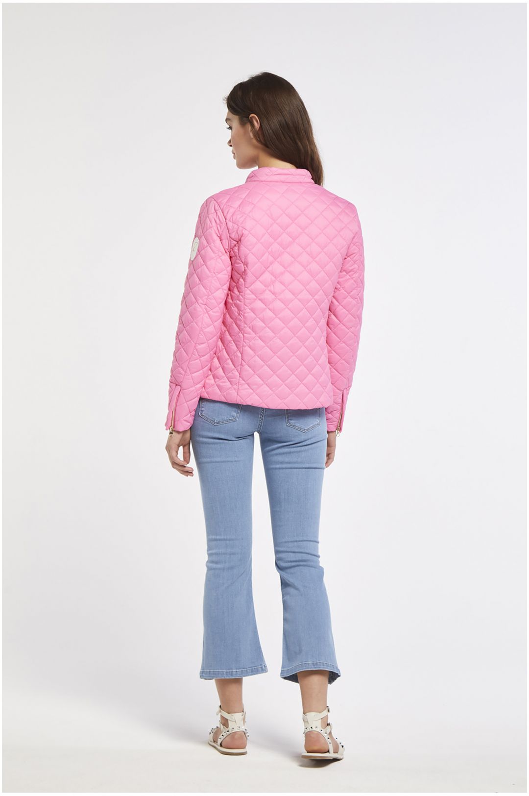 piumino con trapuntatura a rombi bubble gum