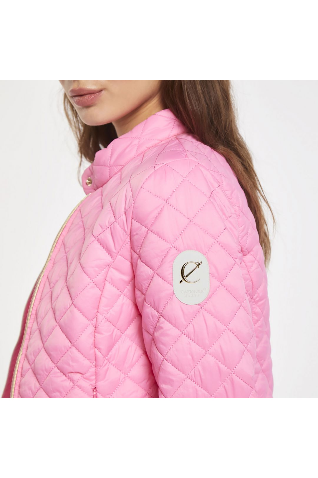 piumino con trapuntatura a rombi bubble gum