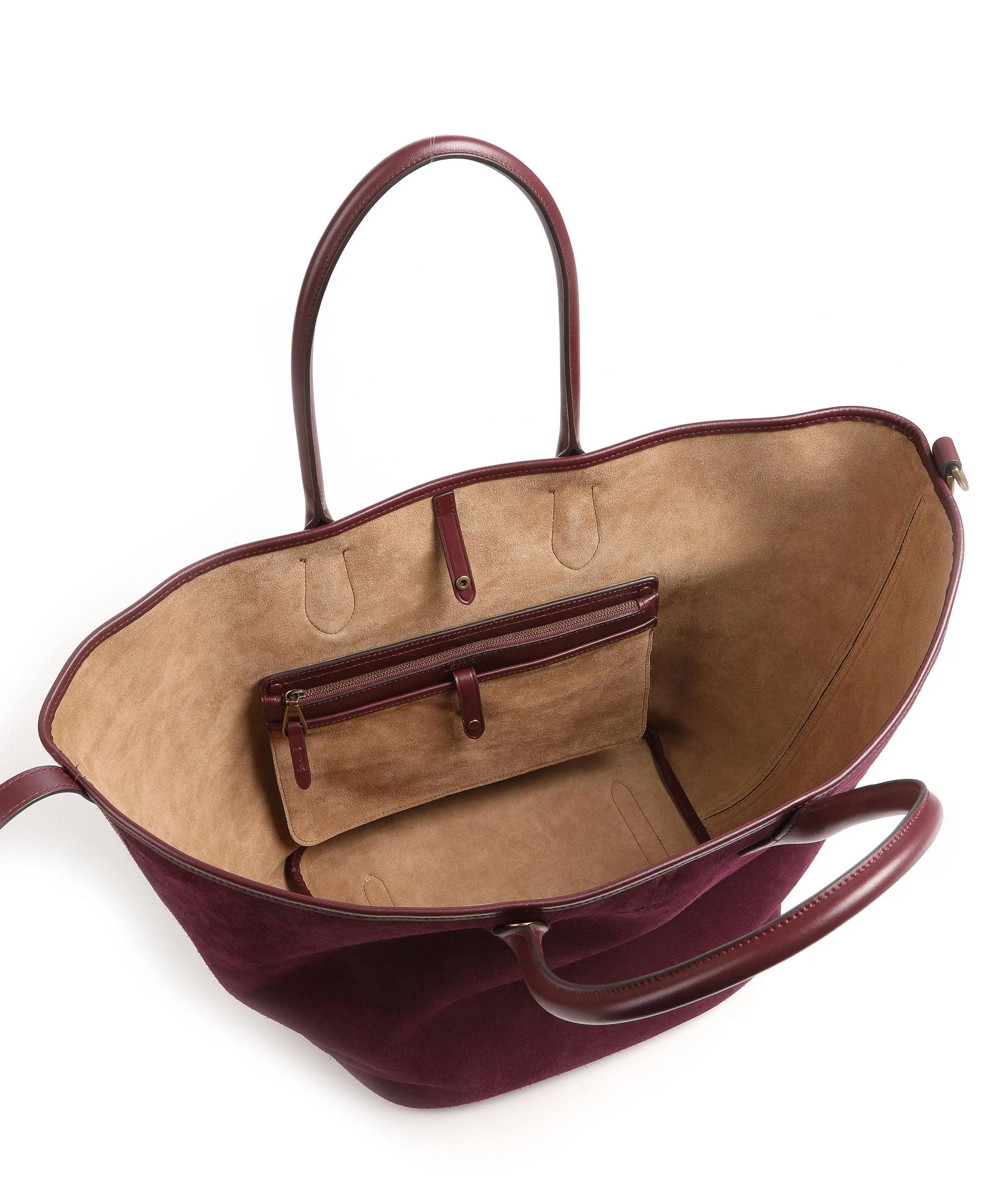  Polo Ralph Lauren Bellport Borsa shopper pelle ruvida vino  