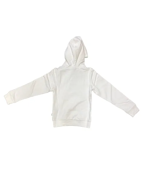 Puma Girls' sweatshirt with hood and pouch pocket ESS+ 2 large logo print 670310 12 white pink