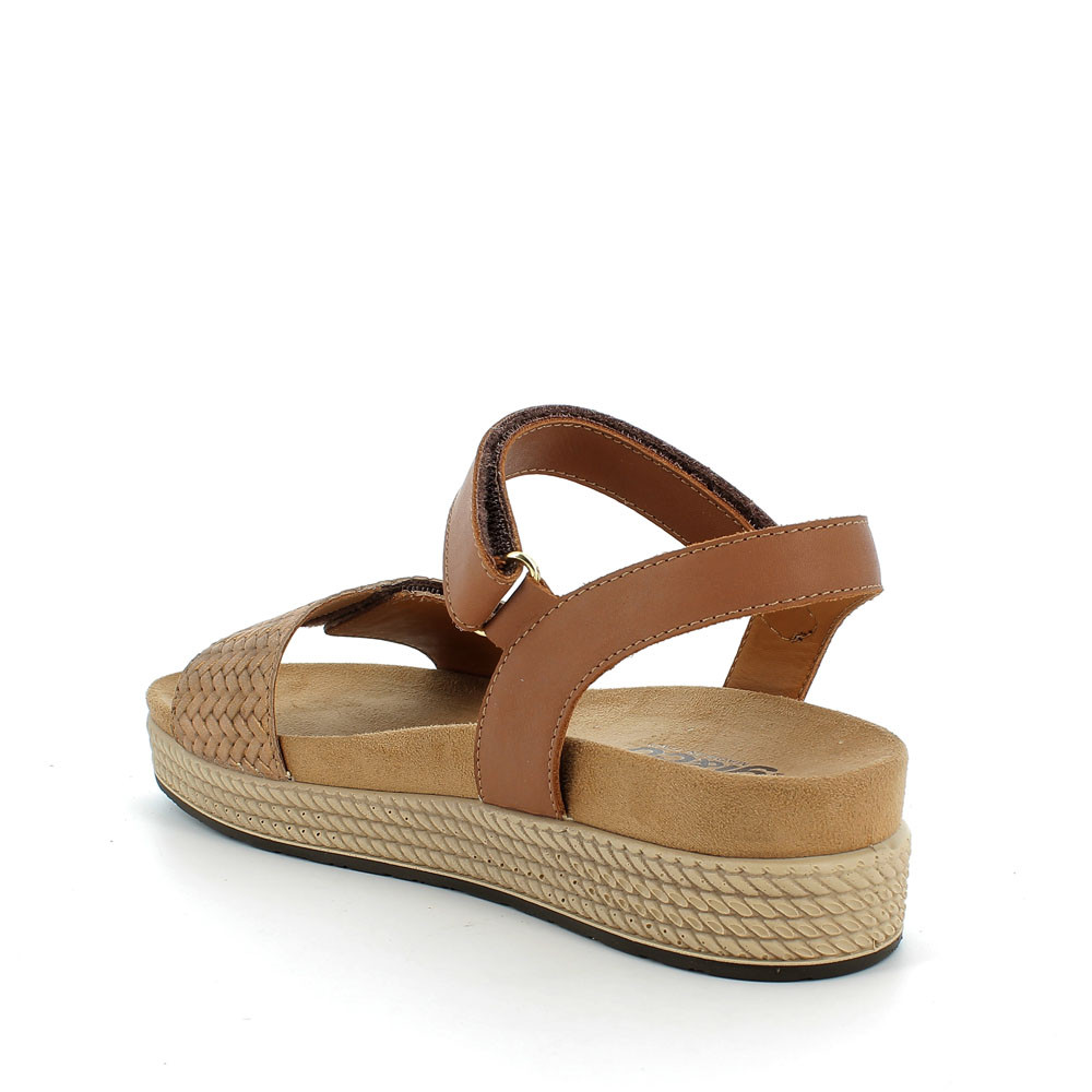 Sandalo in pelle da donna cognac-cuoio