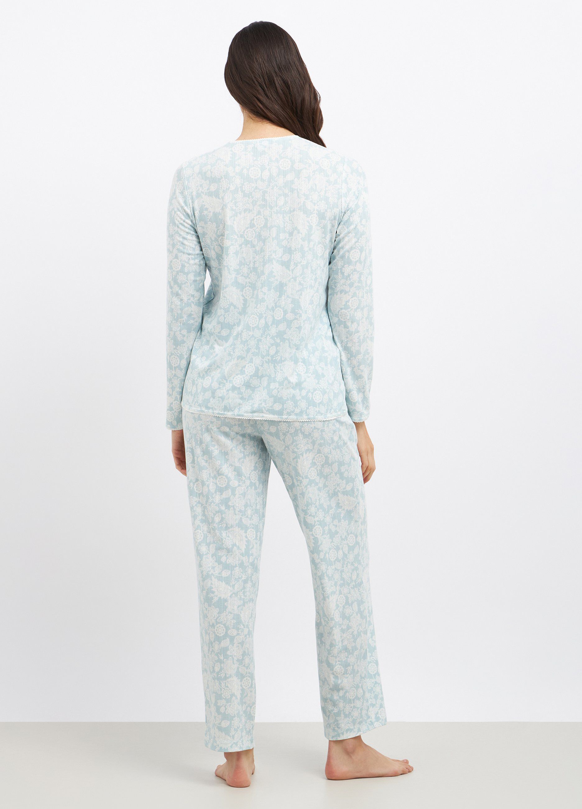 Set pigiama lungo in costina donna