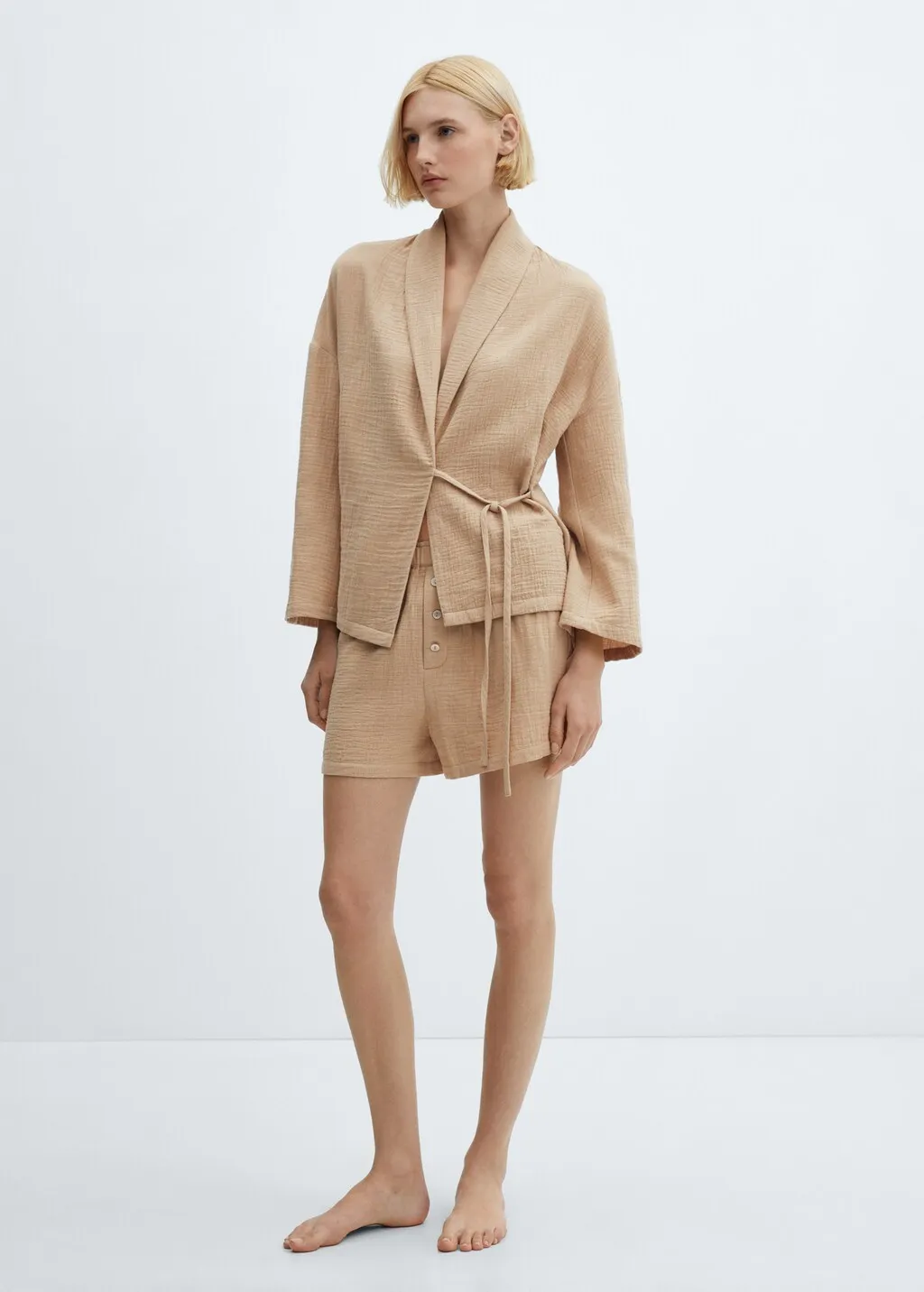 Short pigiama cotone garzato