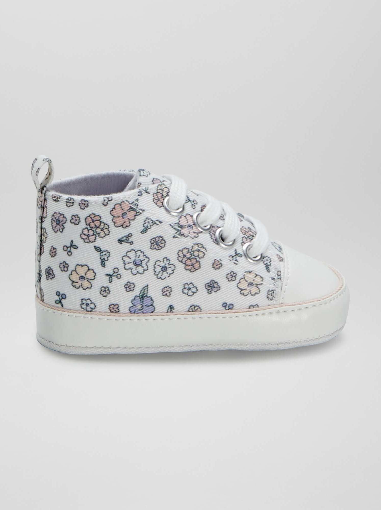 Sneakers alte in tela a fiori - BEIGE