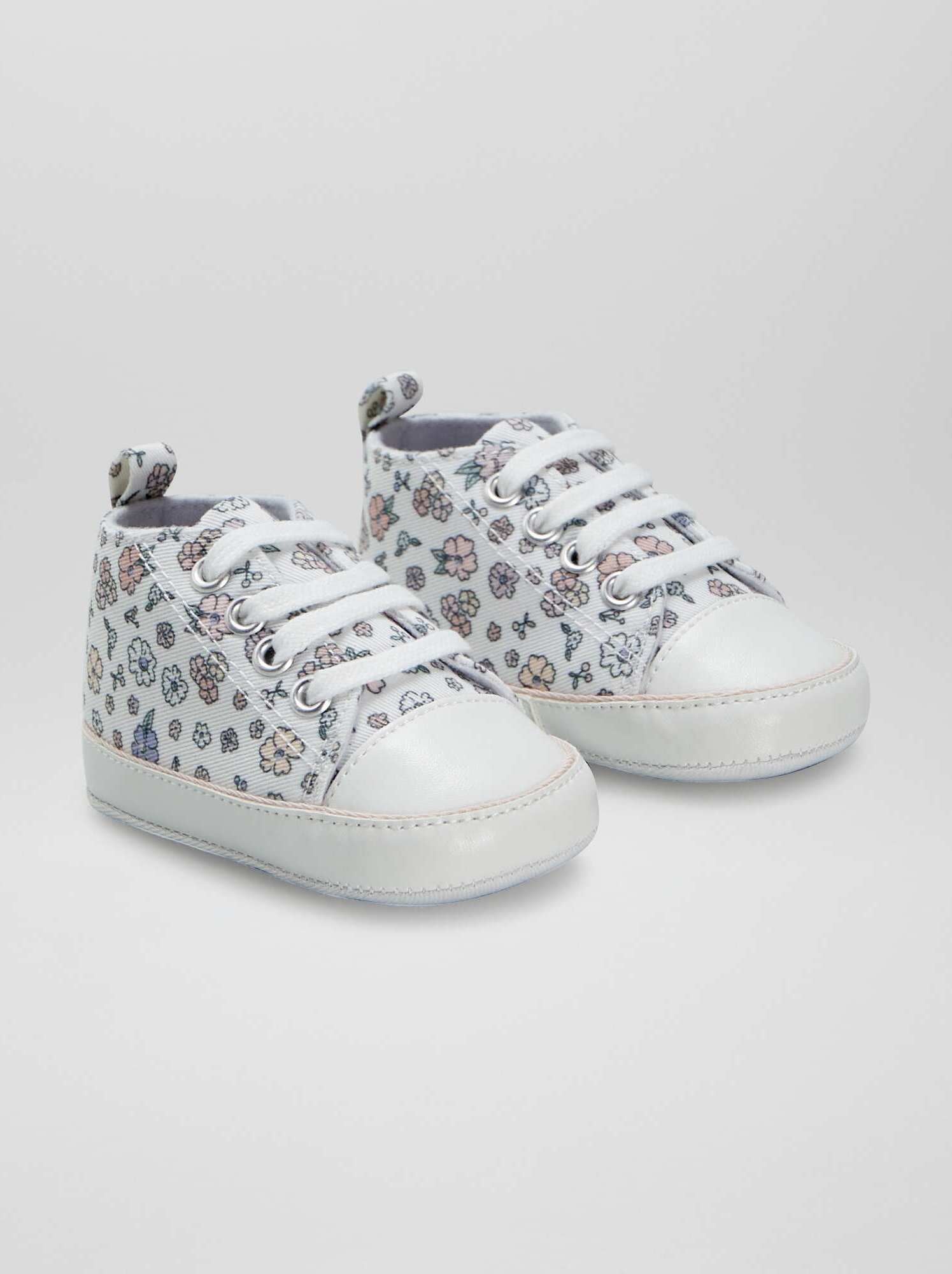 Sneakers alte in tela a fiori - BEIGE