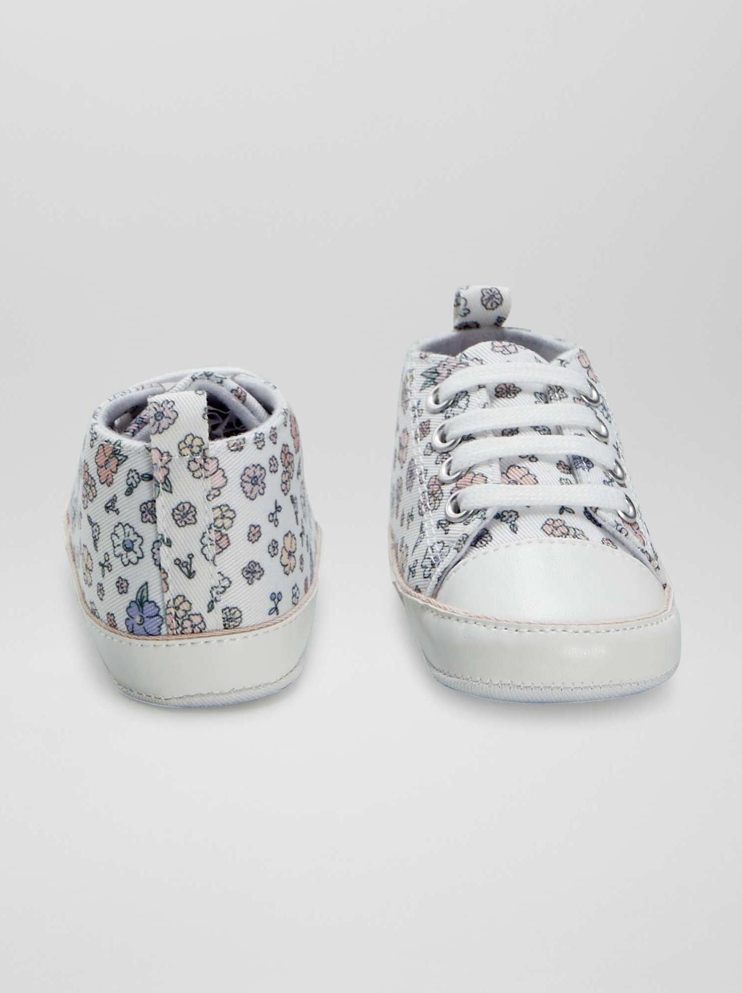 Sneakers alte in tela a fiori - BEIGE