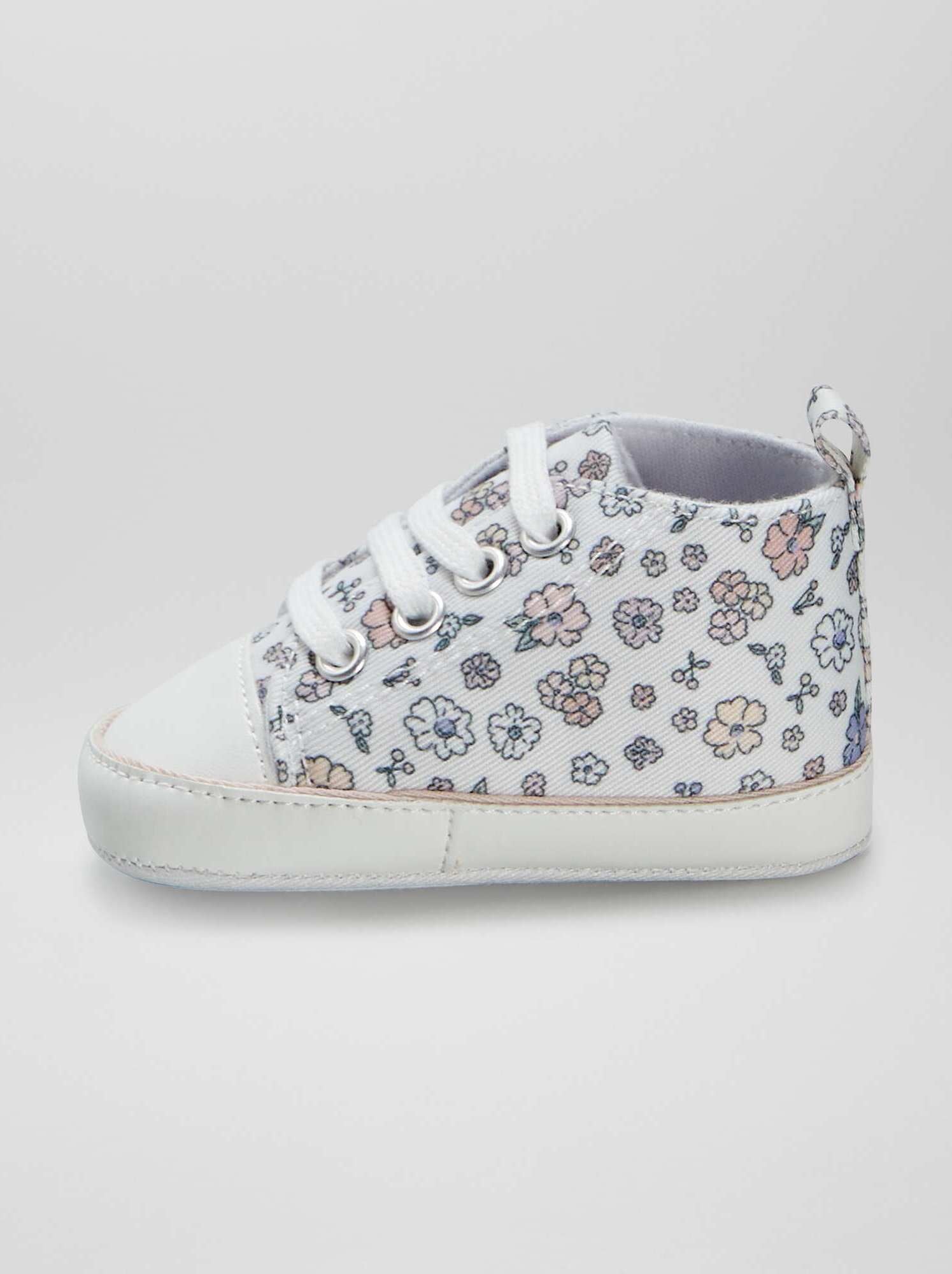 Sneakers alte in tela a fiori - BEIGE