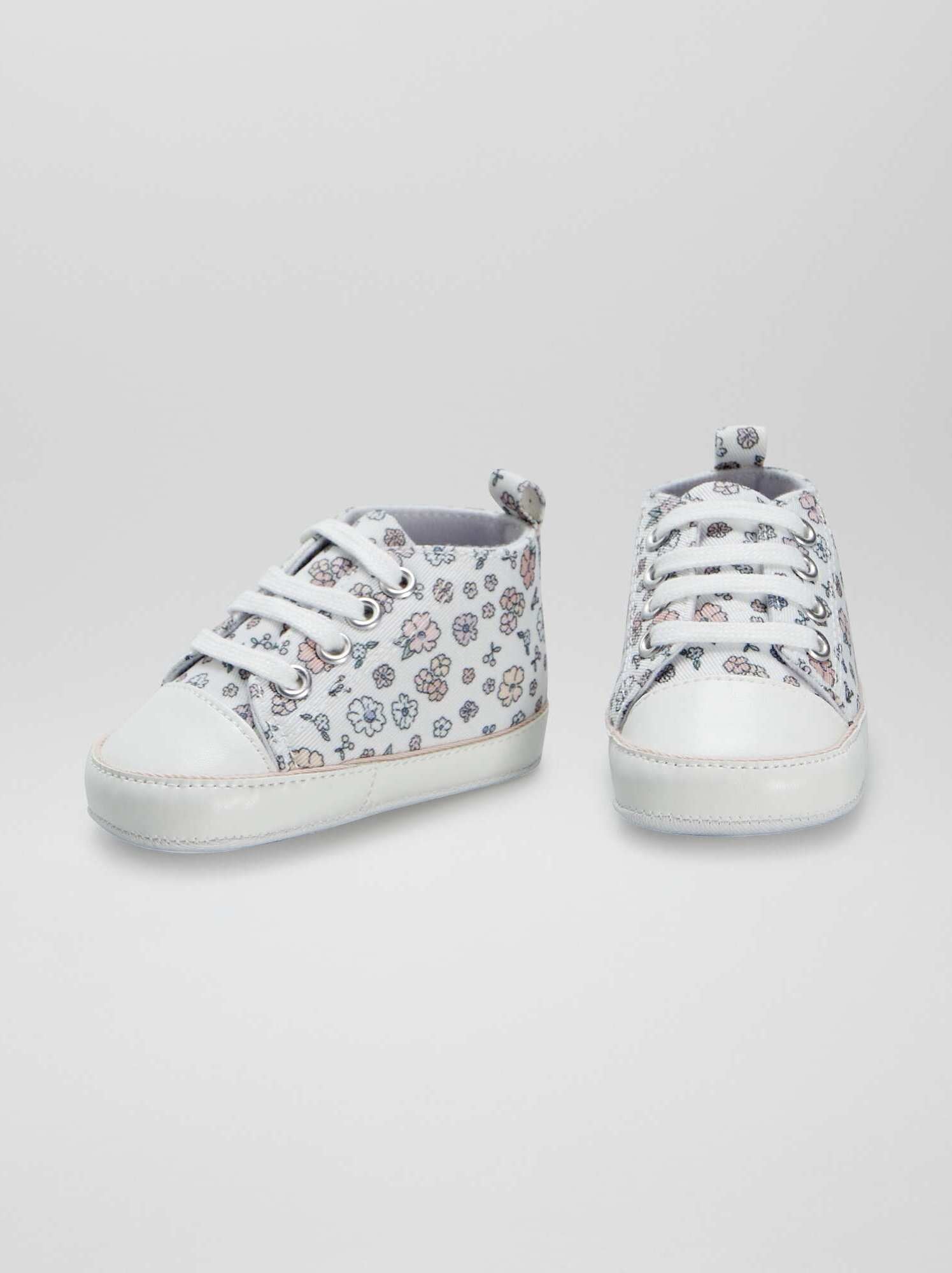 Sneakers alte in tela a fiori - BEIGE