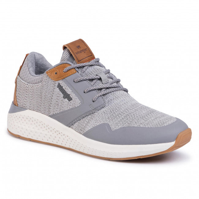 SNEAKERS ECOPELLE E TESSUTO GRIGIO
