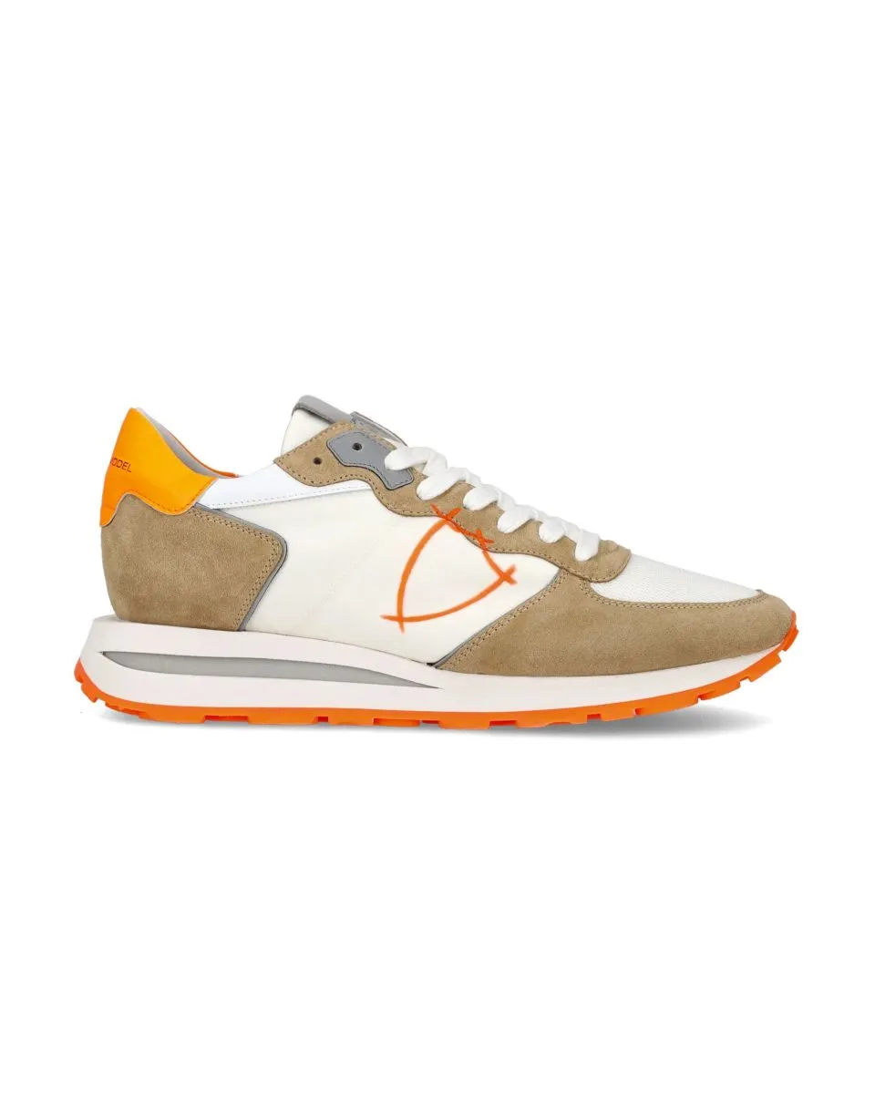 SNEAKERS Uomo PHILIPPE MODEL PARIS TKLU WN02 - TROPEZ HAUTE LOW MONDIAL NEON BLANC/ORANGE
