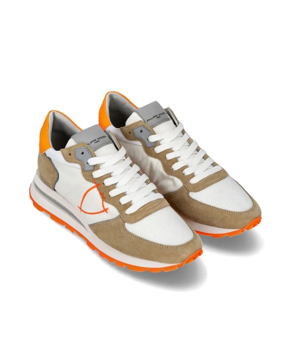 SNEAKERS Uomo PHILIPPE MODEL PARIS TKLU WN02 - TROPEZ HAUTE LOW MONDIAL NEON BLANC/ORANGE