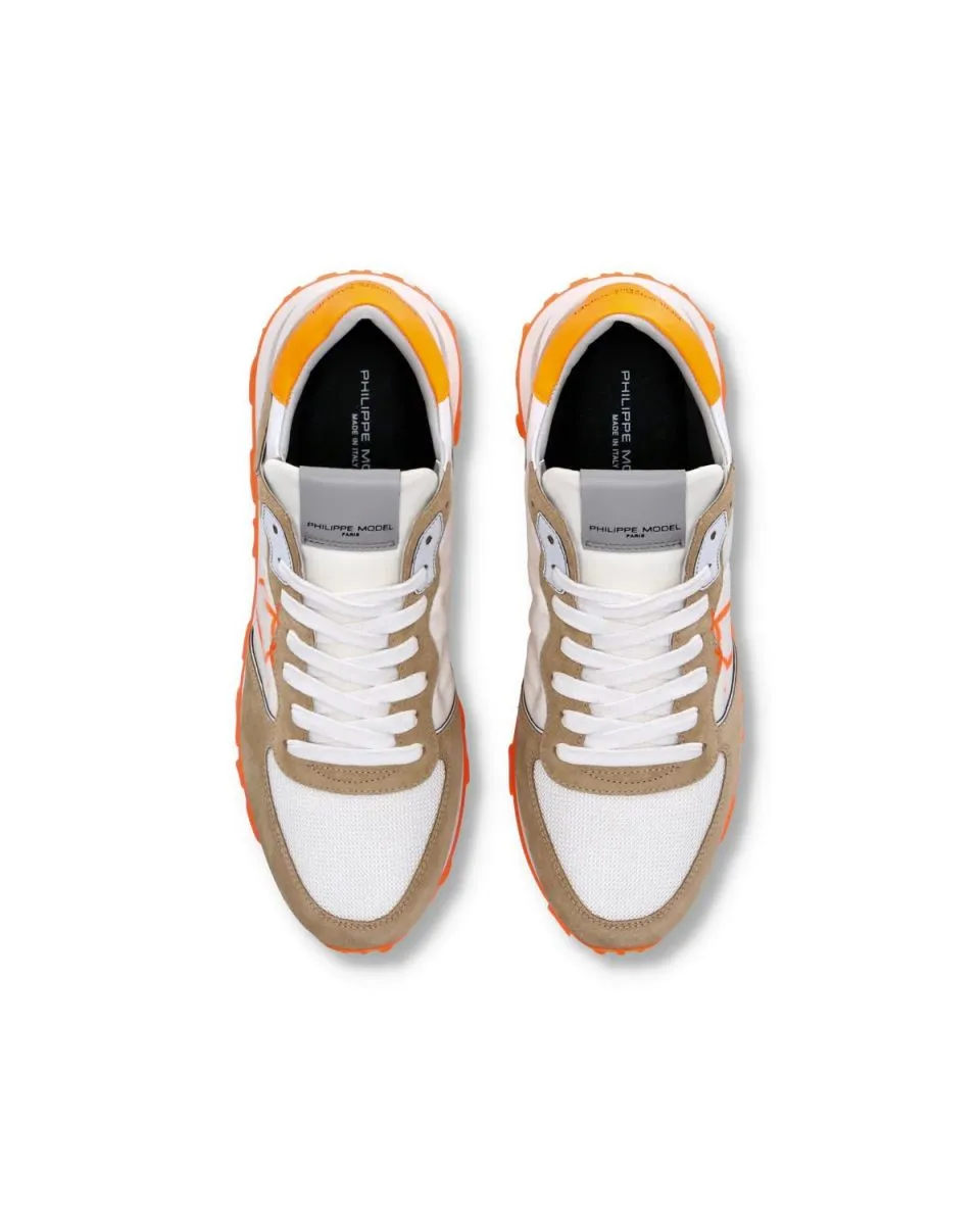 SNEAKERS Uomo PHILIPPE MODEL PARIS TKLU WN02 - TROPEZ HAUTE LOW MONDIAL NEON BLANC/ORANGE