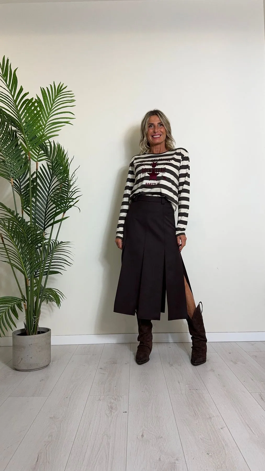SUSYMIX - H000253 - T-SHIRT RIGHE CON STAMPA FLOCCATA