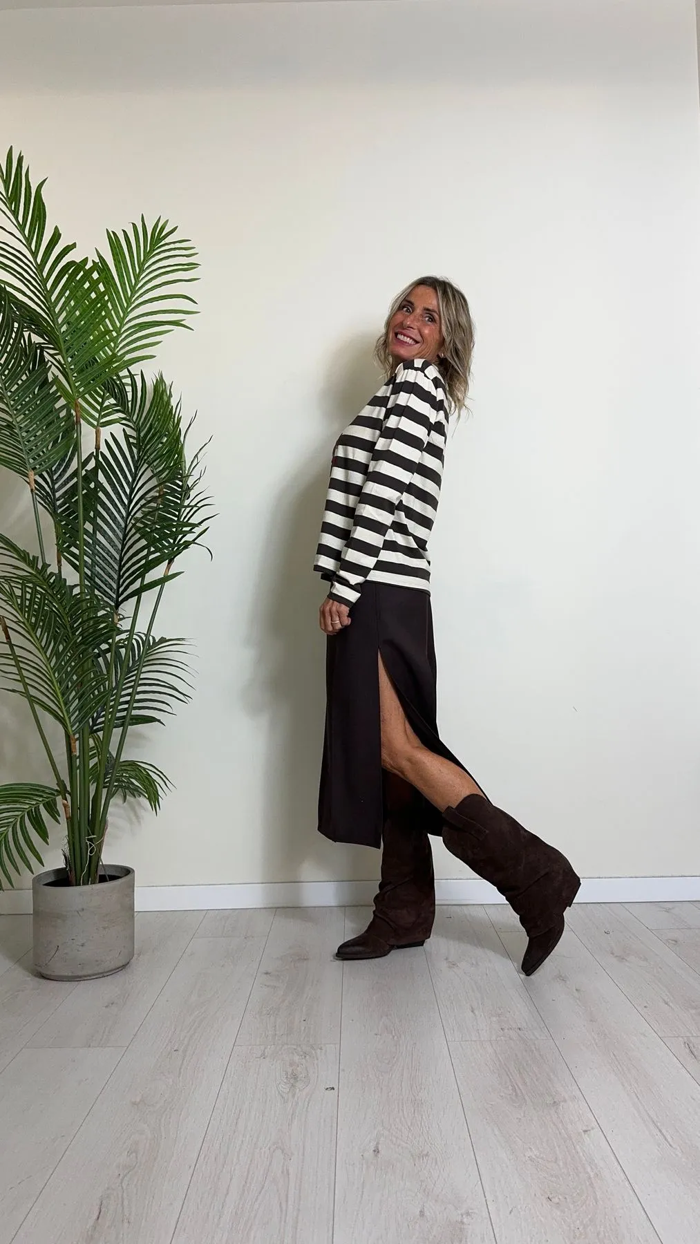 SUSYMIX - H000253 - T-SHIRT RIGHE CON STAMPA FLOCCATA