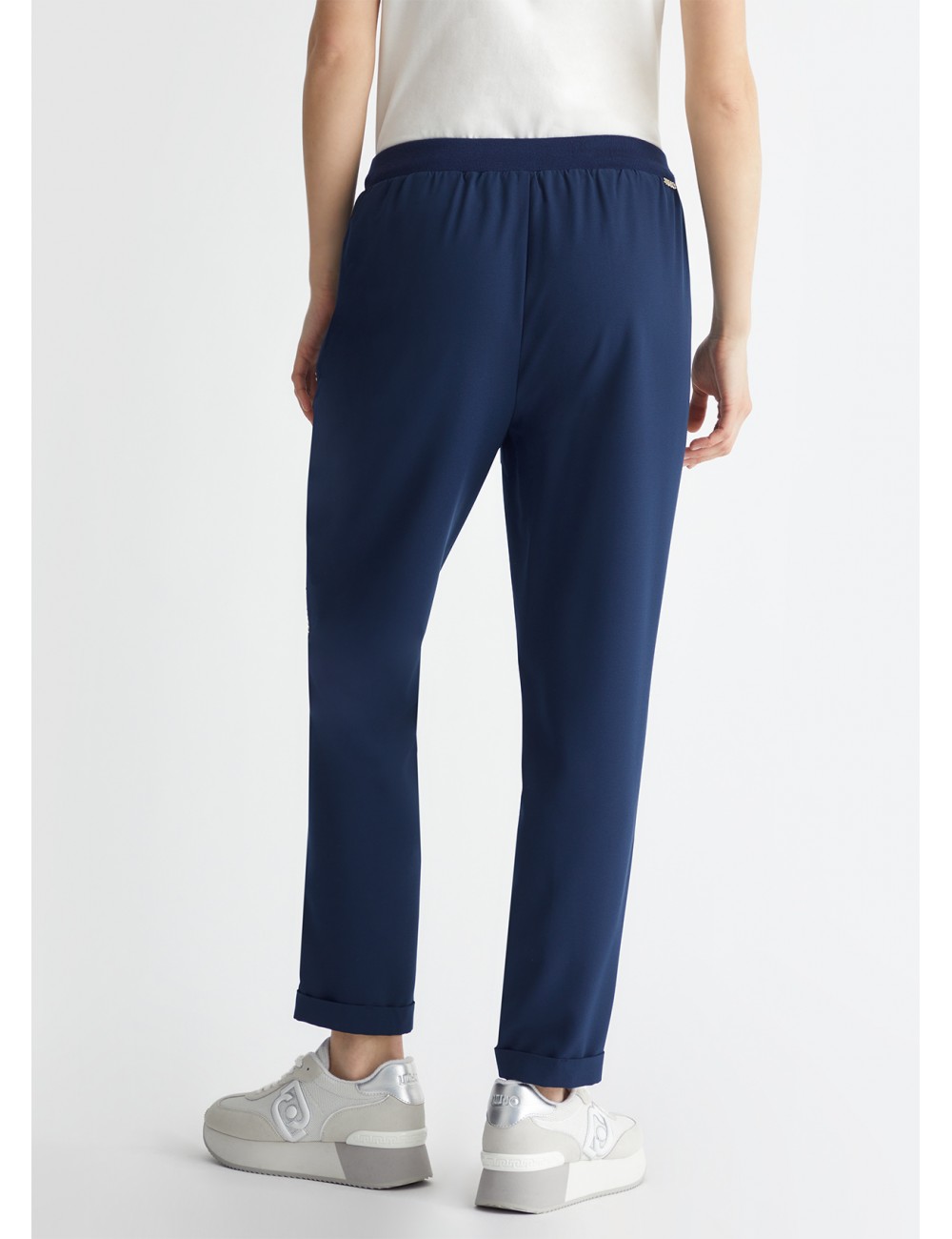 TA4088 94024 PANTALONE LIU JO DONNA CON CATENA PANTALONI WOMAN SPORTIVI IN CADY