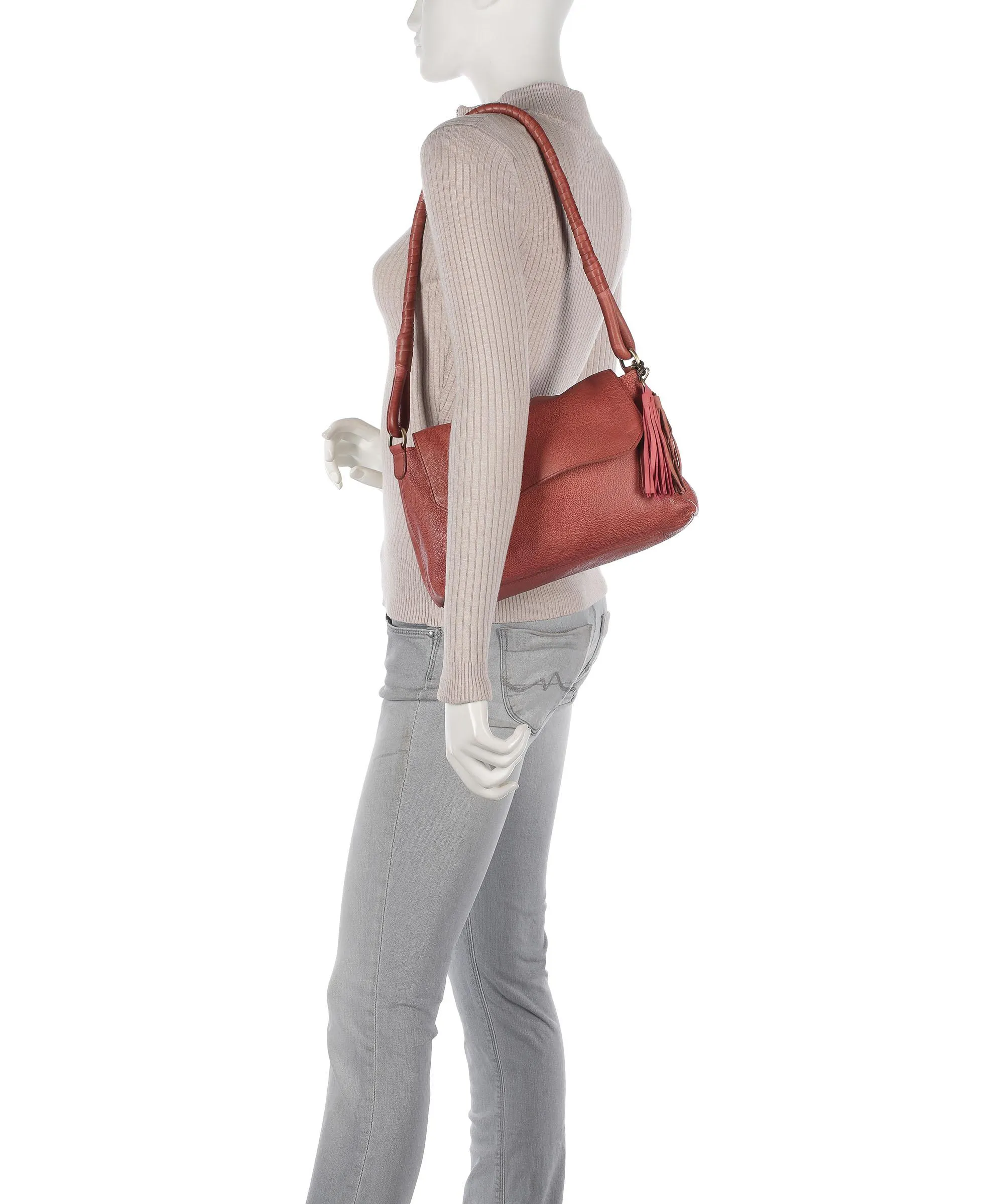  Taschendieb Wien Kohlmarkt 73 Borsa a spalla pelle di vacchetta grana marrone rosso  