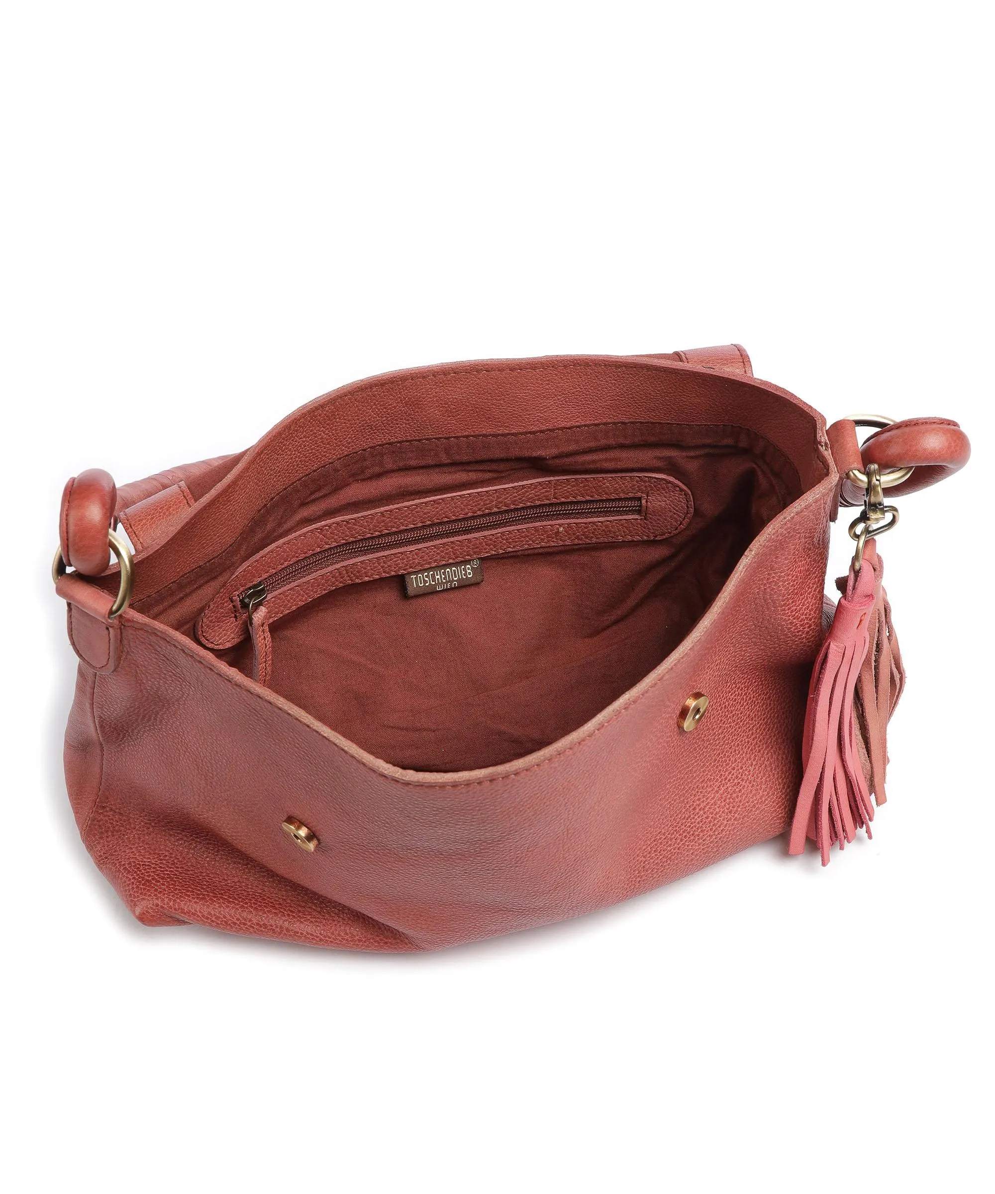  Taschendieb Wien Kohlmarkt 73 Borsa a spalla pelle di vacchetta grana marrone rosso  
