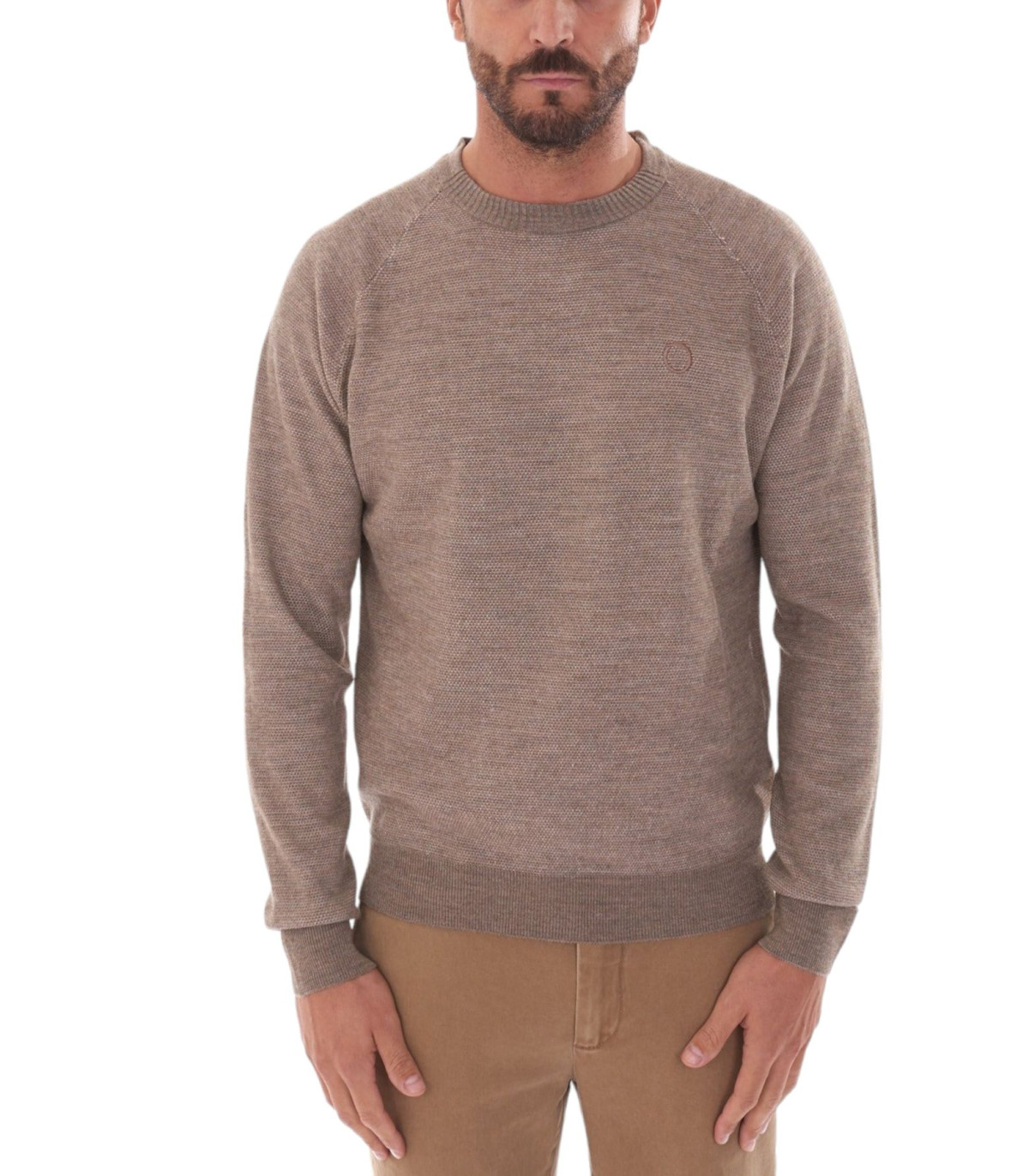 Trussardi Uomo Maglione A Girocollo Misto Lana Salt & Pepper