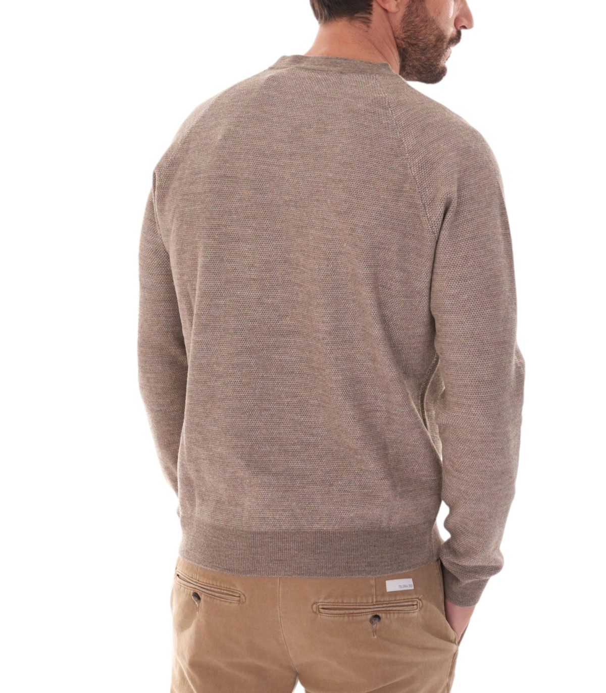 Trussardi Uomo Maglione A Girocollo Misto Lana Salt & Pepper