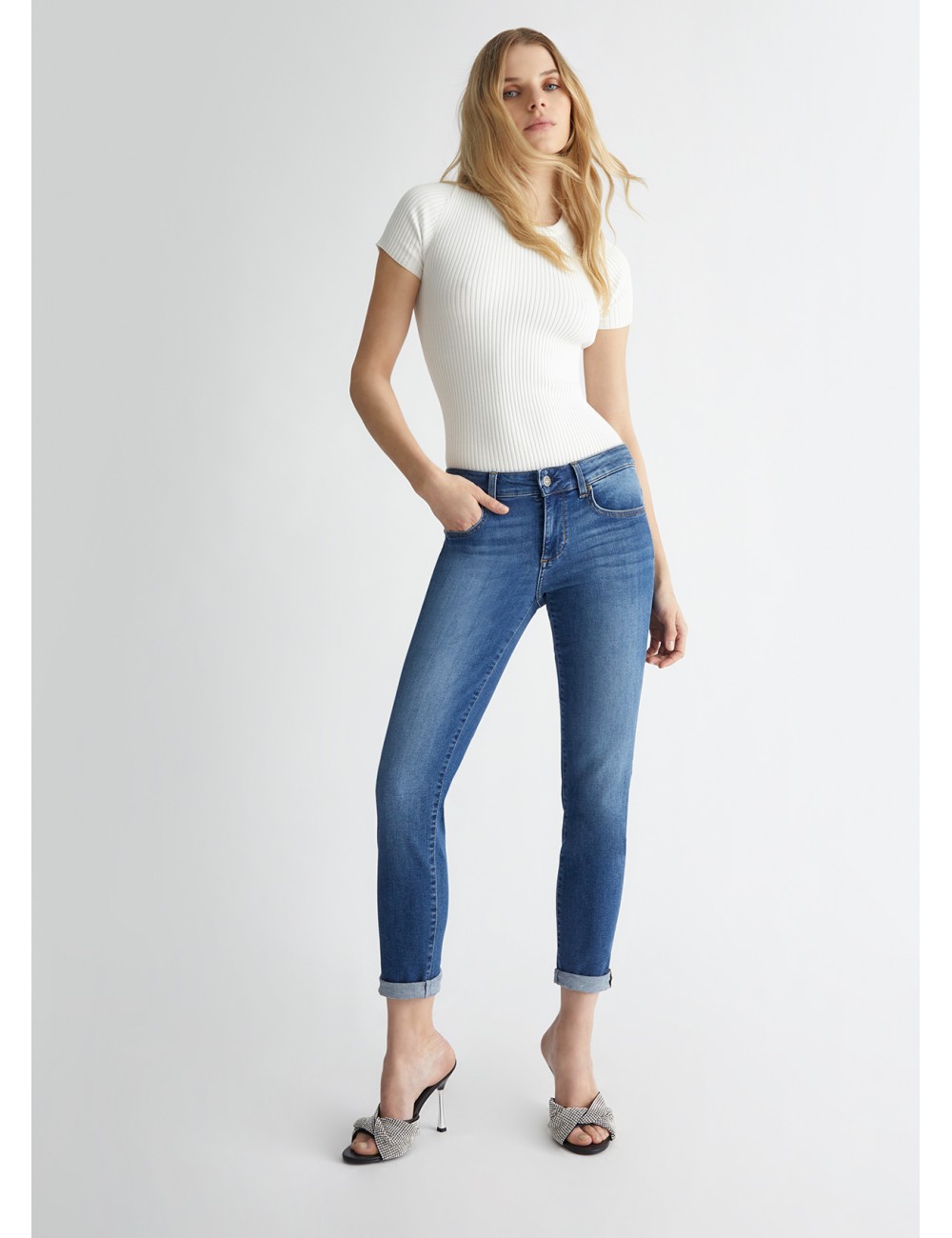 UA4177 JEANS SKINNY CROPPED LIU JO DONNA PANTALONE DENIM PANTALONI SLIM WOMAN