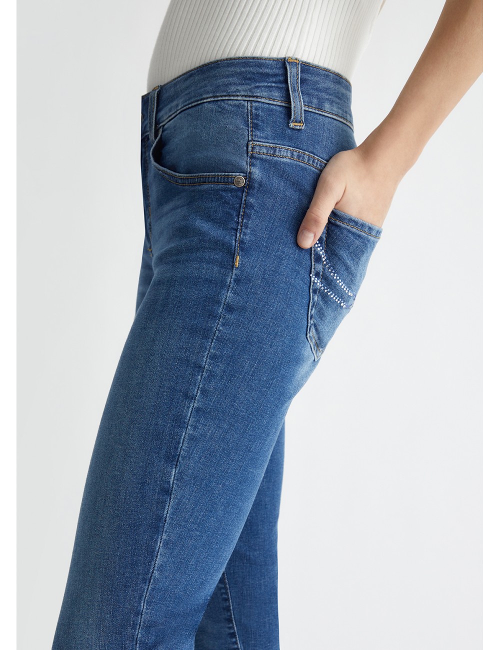 UA4177 JEANS SKINNY CROPPED LIU JO DONNA PANTALONE DENIM PANTALONI SLIM WOMAN