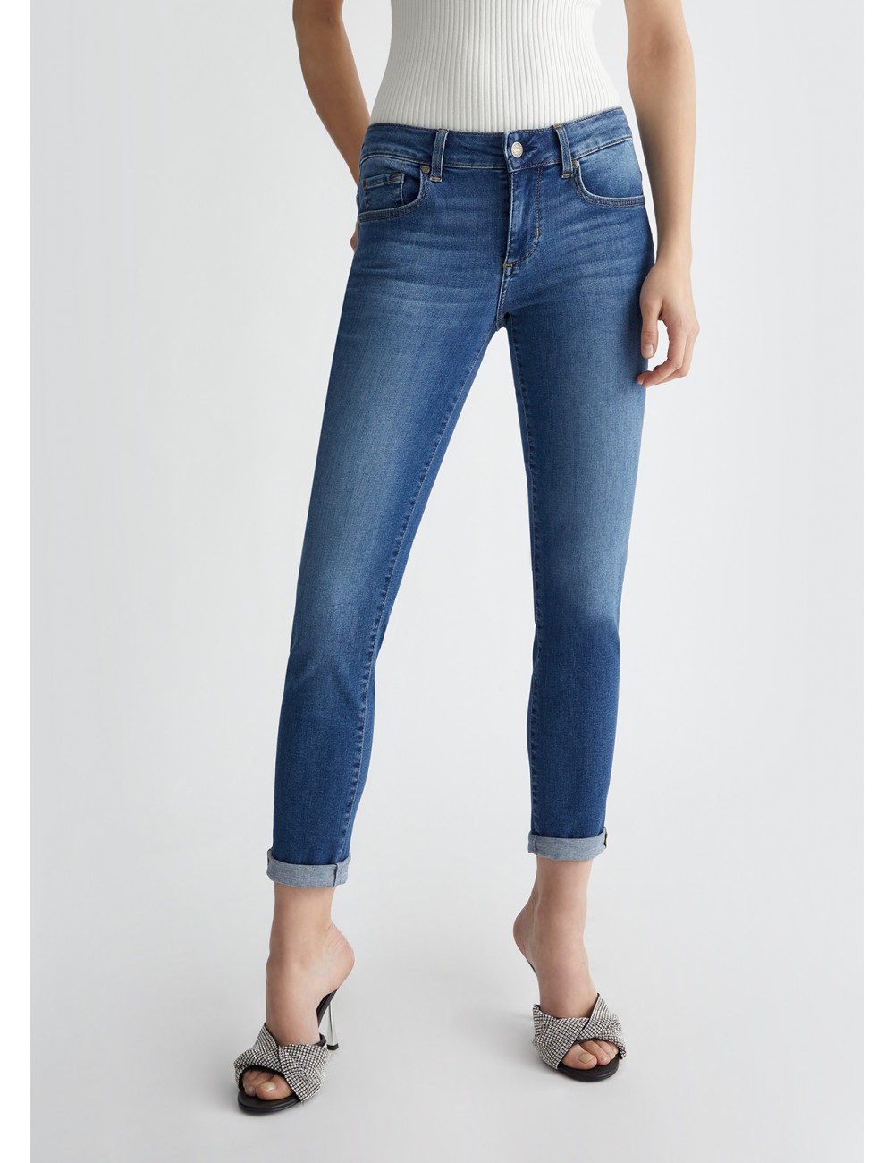 UA4177 JEANS SKINNY CROPPED LIU JO DONNA PANTALONE DENIM PANTALONI SLIM WOMAN