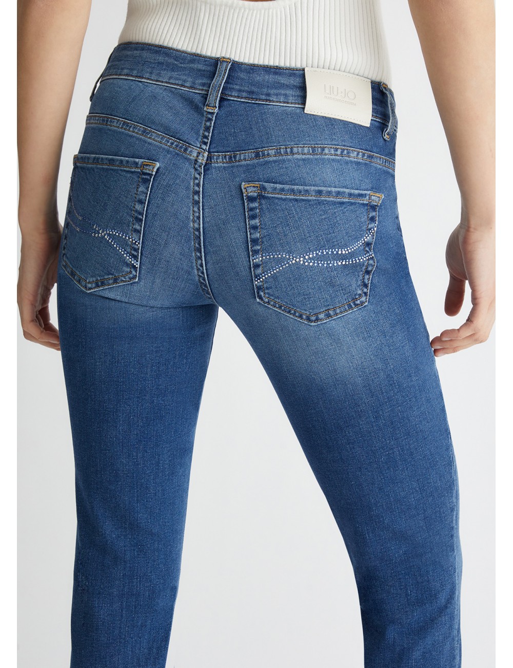UA4177 JEANS SKINNY CROPPED LIU JO DONNA PANTALONE DENIM PANTALONI SLIM WOMAN