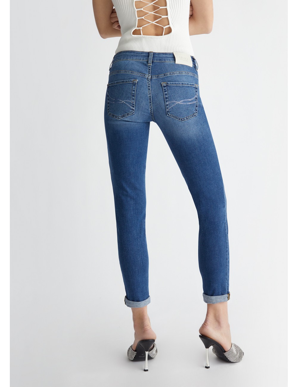 UA4177 JEANS SKINNY CROPPED LIU JO DONNA PANTALONE DENIM PANTALONI SLIM WOMAN
