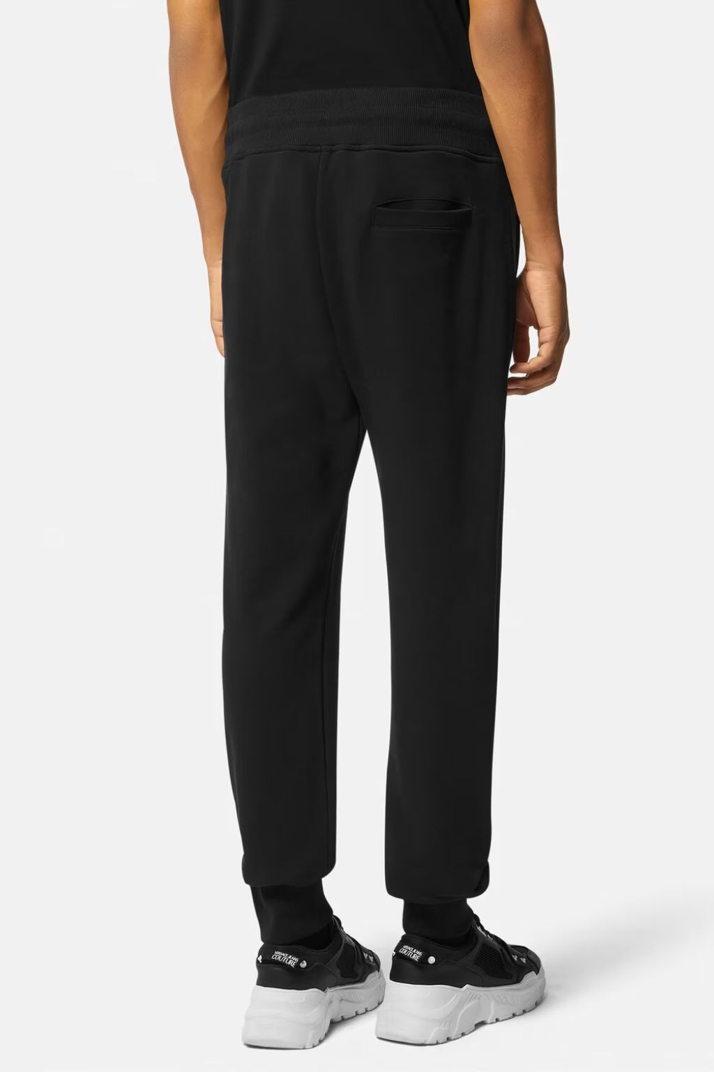 VERSACE JEANS COUTURE PANTALONE IN FELPA UOMO NERO CON LOGO AT02