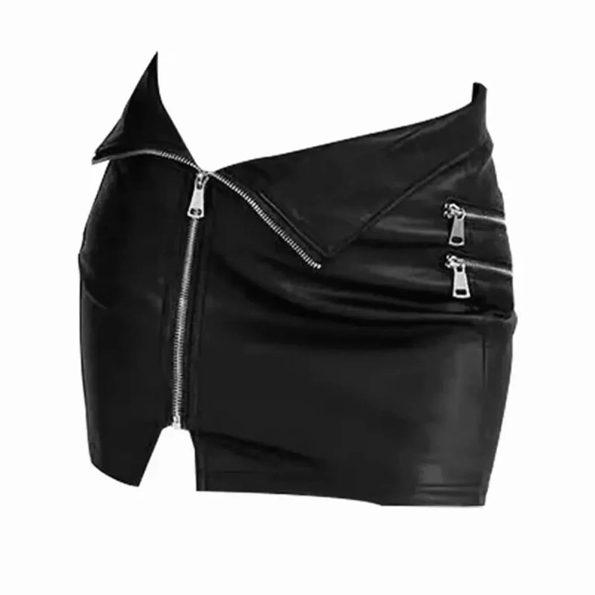 Xpqbb Gonna asimmetrica in pelle PU con cerniera Donna Hot Girl Night Club Mini gonne Donna Street Borsa attillata Gonna corta a