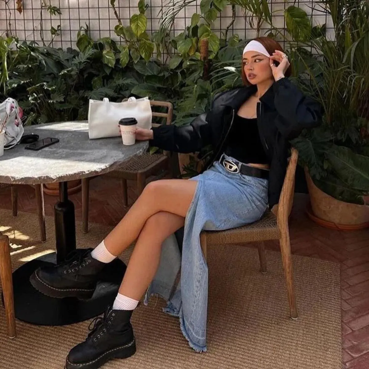 Xpqbb Gonne a metà polpaccio divise alla moda Donna Estate Nuova gonna di jeans dritta a vita alta Donna Vintage Streetwear Casu
