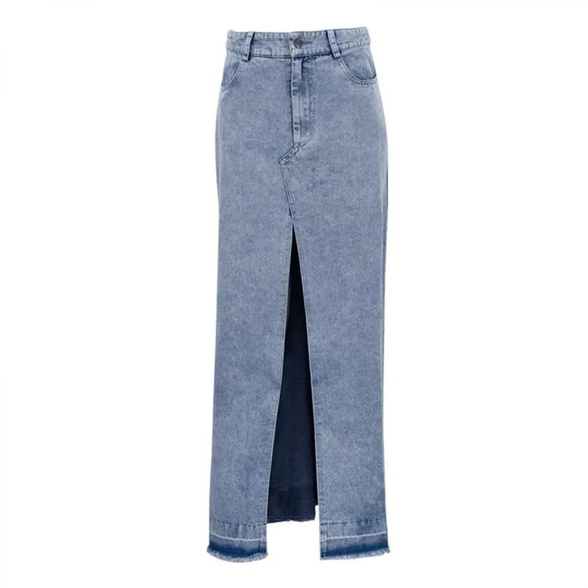 Xpqbb Gonne a metà polpaccio divise alla moda Donna Estate Nuova gonna di jeans dritta a vita alta Donna Vintage Streetwear Casu