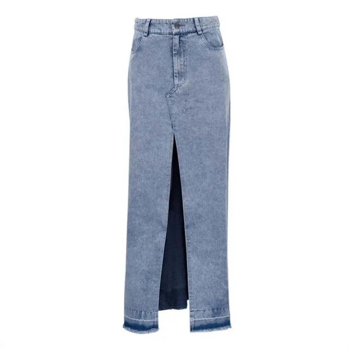 Xpqbb Gonne a metà polpaccio divise alla moda Donna Estate Nuova gonna di jeans dritta a vita alta Donna Vintage Streetwear Casu
